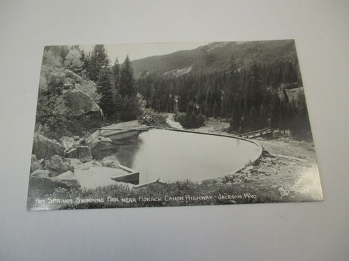 Vintage 1940s RPPC Photo Postcard Jackson Wyoming Hot Springs Pool Hoback Canon - Picture 1 of 4