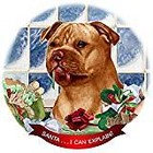 Staffordshire Bull Terrier Orange Dog Porcelain Ornament 'Santa. I Can Explain!'