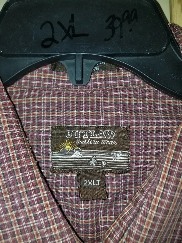 Винтажная мужская рубашка 80-х Outlaw Western Wear коричневая с жемчужными застежками с длинным рукавом 2XL - Изображение 4 из 4