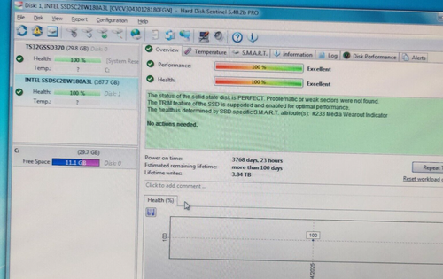 Intel SSDSCBW180A3L 180GB SSD in Supermicro MCP-220-00043-0N 3.5" to 2.5" Caddy - Picture 5 of 5