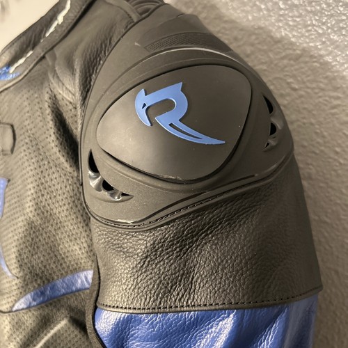 Raven Moto VELOX Motorcycle Armoured Custom Jacket Biker Black & Blue - Bild 9 von 22