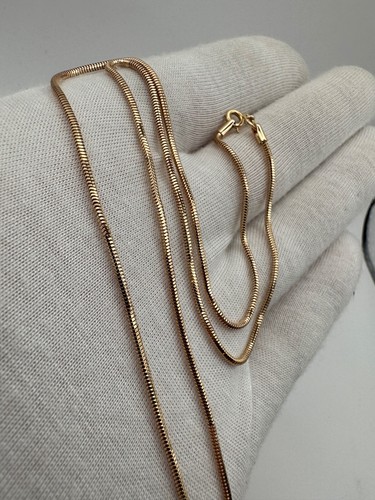 Chain Snake Gold 585 14K Authentic Ukraine Product Symbol Elegant 3.95g 18.5inhc - Picture 4 of 10
