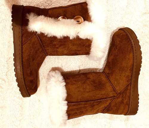 Neu ohne Karton 8,5 M Chestnut Stiefel, gefüttert mit weichstem Polyfell. Tragegefühl - großer Knopf. - Bild 4 von 10