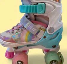 Adjustable girl roller skates shoes kids with lights SIZE 9 - 12