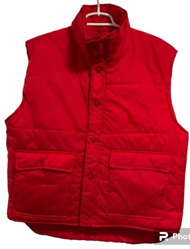 Vintage Aspen Country Mens Sz L Snap Up Insulated Puffer Red Nylon Shell Vest