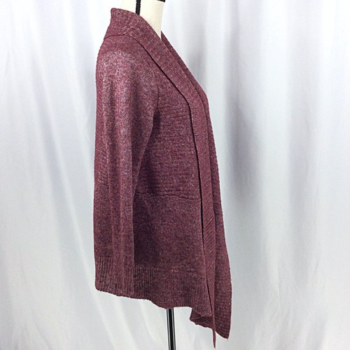 J Jill Open Cardigan Sweater Womens Size Medium Red Poly Wool Blend Waterfall - 第 2/9 張圖片