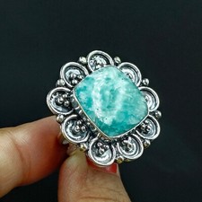 Natural Aquamarine Cushion Gemstone 925 Sterling Silver Proposal Women's Ring