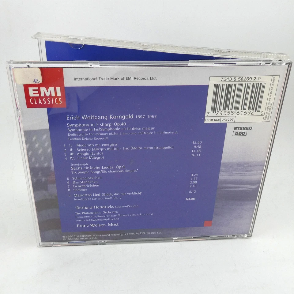 CD 1996 – Korngold, Barbara Hendricks - Symphony In F Sharp... - Bild 2 von 4
