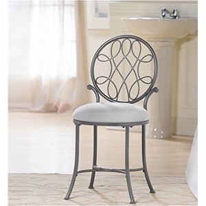 Vanity Stool Silver Accent Chair Metal Modern Kitchen Cushion Seat ... Vanity Stool Silver Accent Chair Metal Modern Kitchen Cushion Seat ...