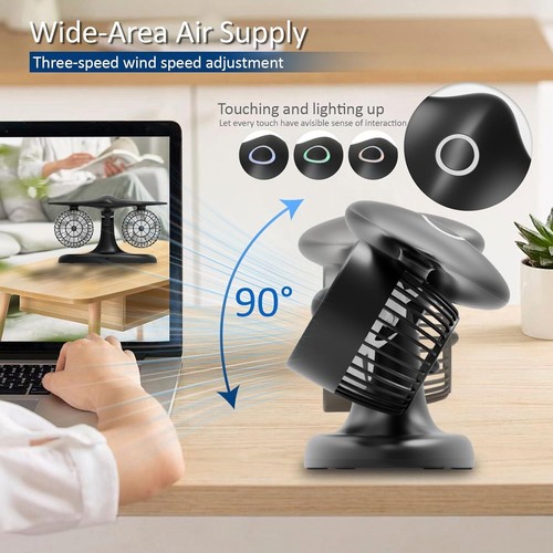 D Lumina 8000mAh Rechargeable Desk Fan 3 Speeds Battery Operated USB Desk Fan - Picture 4 of 8