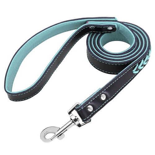 Collar y correa de perro personalizados de cuero trenzado acolchado nombre de mascota etiqueta grabada - Imagen 29 de 33