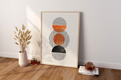 Abstrakte Wandkunst Malerei mit Boho Farbe und Leinwand bedruckbarer Wandkunstdruck - Bild 4 von 6