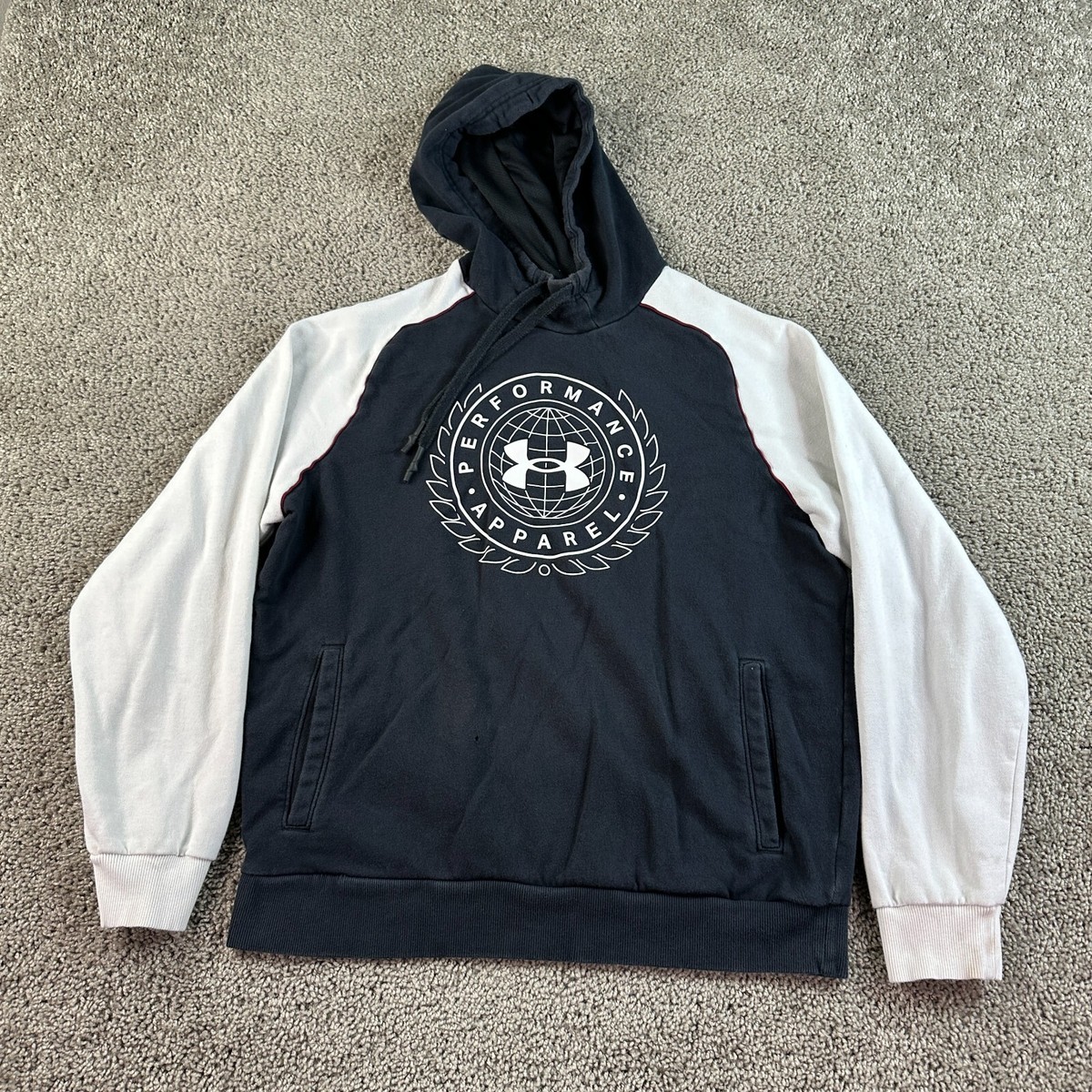Under Armour Hoodie Mens Large Black White Rival Varsity