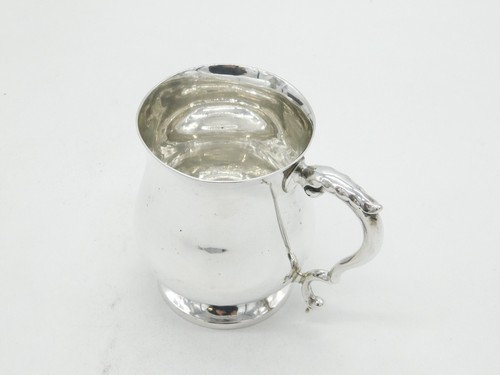 Sterling Silver Baluster Tankard Christening Mug Antique 1919 London Art Deco - Afbeelding 5 van 6