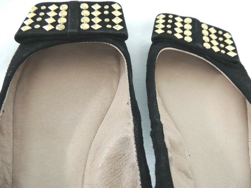 Vince Camuto flache Schuhe Größe 8,5 B 38,5 EUR schwarz Wildleder Schlangenmuster goldene Nieten - Bild 8 von 12
