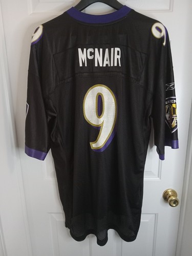 Camiseta deportiva Reebok Baltimore Ravens Steve McNair 9 negra local NFL para hombre talla XXL rara - Imagen 8 de 22