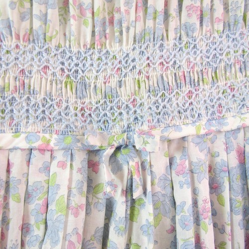 Vtg 50s Pink Blue White FLORAL DAY DRESS 100% Cotton Sweet Country Doll PINUP S - Picture 9 of 13