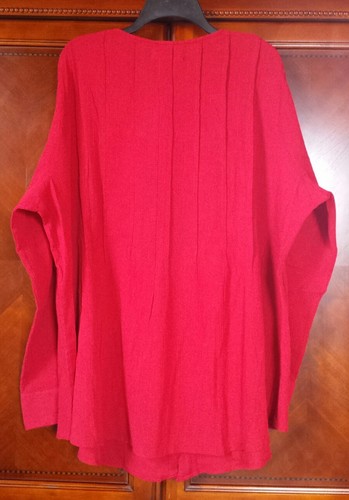 The Paragon Women's Red Fabulous Tunic Top Long Sleeve Cotton Crepe  - Picture 7 of 9