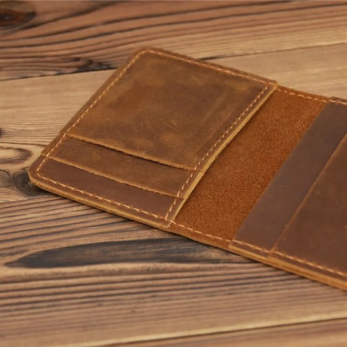 Herren Leder kleine Geldbörse Kartenhalter Geldbörse Mini Kartenetui braun Farbe - Bild 8 von 11