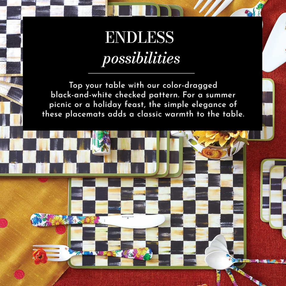 MacKenzieChilds Courtly Check Placemats, HardFinish, Washable Table