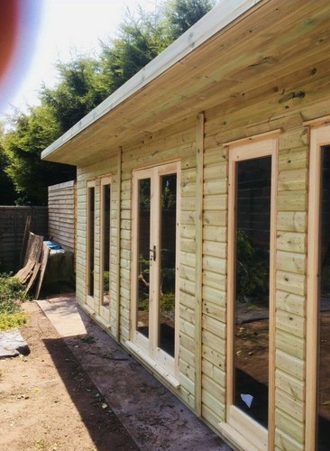 WOODEN SUMMERHOUSE GARDEN WORKSHOP STUDIO SHED CONTEMPORARY WITH CANOPY 20x10FT - Picture 8 of 13