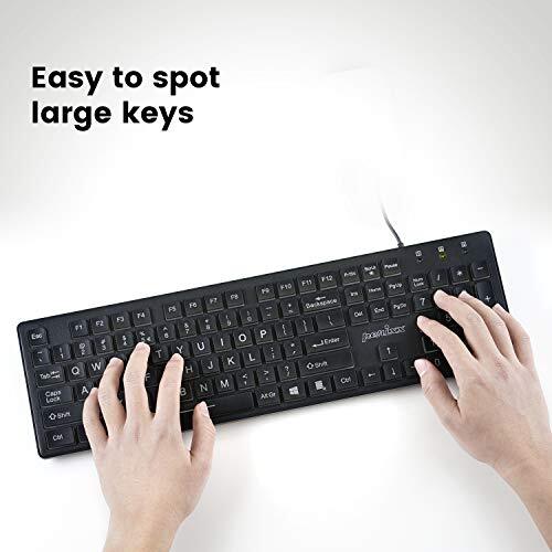 Large Print Computer Keyboard LED Lighted White Backlit Full Size Multimedia Key - Picture 5 of 7