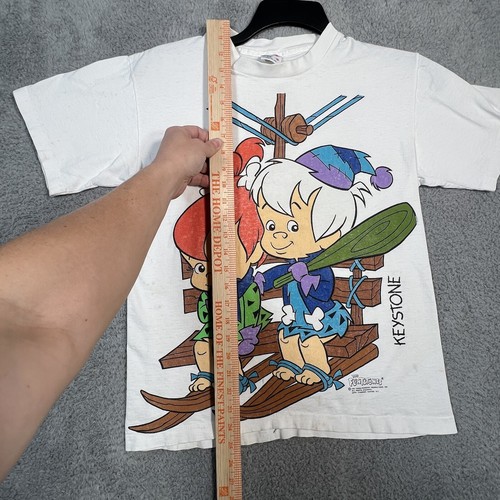Vintage 1993 Flintstones T-Shirt Erwachsene Größe M Bam Bam Kieselsteine Kuss hat Flecken - Bild 16 von 24