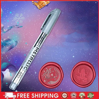 2Pcs DIY Art Sealing Wax Stamp Coloring Mark Pen Fire Paint Seal Pens (Silver) D