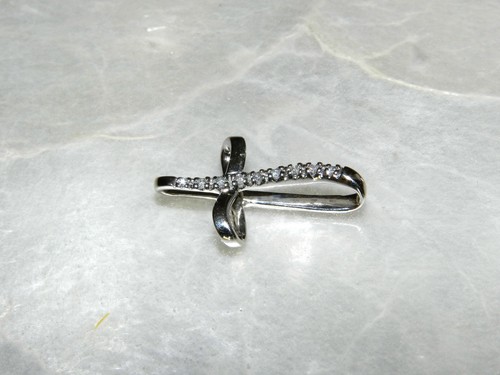 18K White Gold 0.10ct Natural Diamonds Cross Pendant MILUNA - Picture 5 of 9