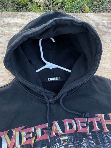 Megadeth Heavy Knit Hoodie Machina Psycho21 Brand Japan Black 24.5x29 Fits L-XL - Picture 5 of 12