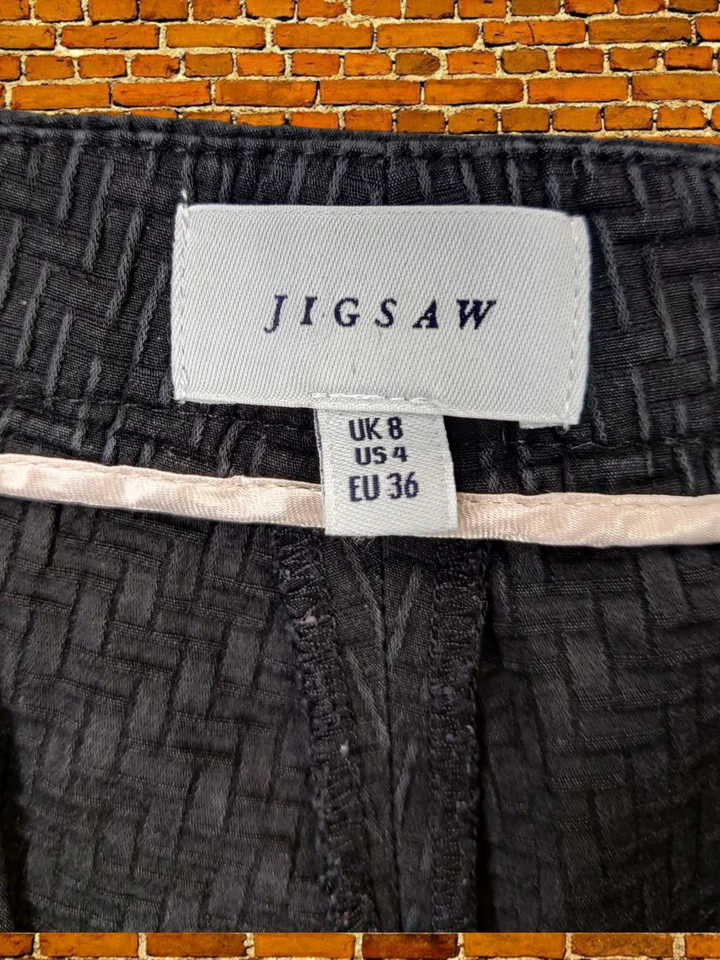 WOMENS JIGSAW UK 8 WASHED BLACK TEXTURED SMART CASUAL WORK SLIM ANKLE TROUSERS - Image 4 of 4