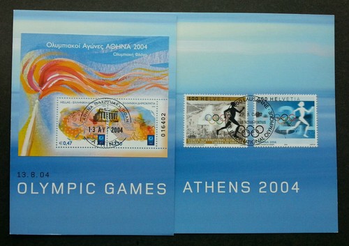 Switzerland Greece Joint Issue Olympic Games Athens 2004 (folder) dual PMK *rare - Picture 1 of 7