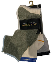 Gold Toe Men's 3-Pack Signature Collection Crew Socks Size: 6-12.5 Multicolor