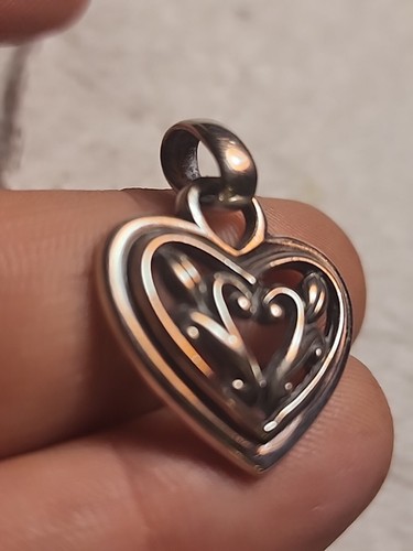 Herz Charm offen fligran STERLINGSILBER VERZIERT AUFWENDIG ANHÄNGER - Bild 2 von 10