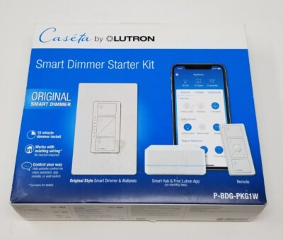 New Lutron Caseta P-BDG-PKG1W Wireless Dimmer Kit w/ Smart Hub + Remote White