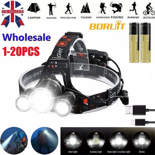 BORUiT RJ-3000 LED Headlamp Head Torch Lamp Rechargeable Headlight Waterproof US - Bild 2 von 52