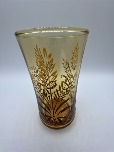 2-Vintage MCM Libbey Amber Wheat & Ribbon Water Glasses Tumblers 12 Oz. 5.25” - Picture 6 of 8