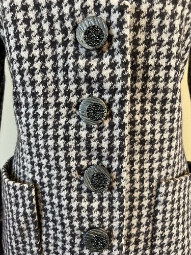 Paola Quadretti Alta Moda Firenze Houndstooth Blazer Ruffle Cuff Elegant 40 ITAL - Picture 3 of 8