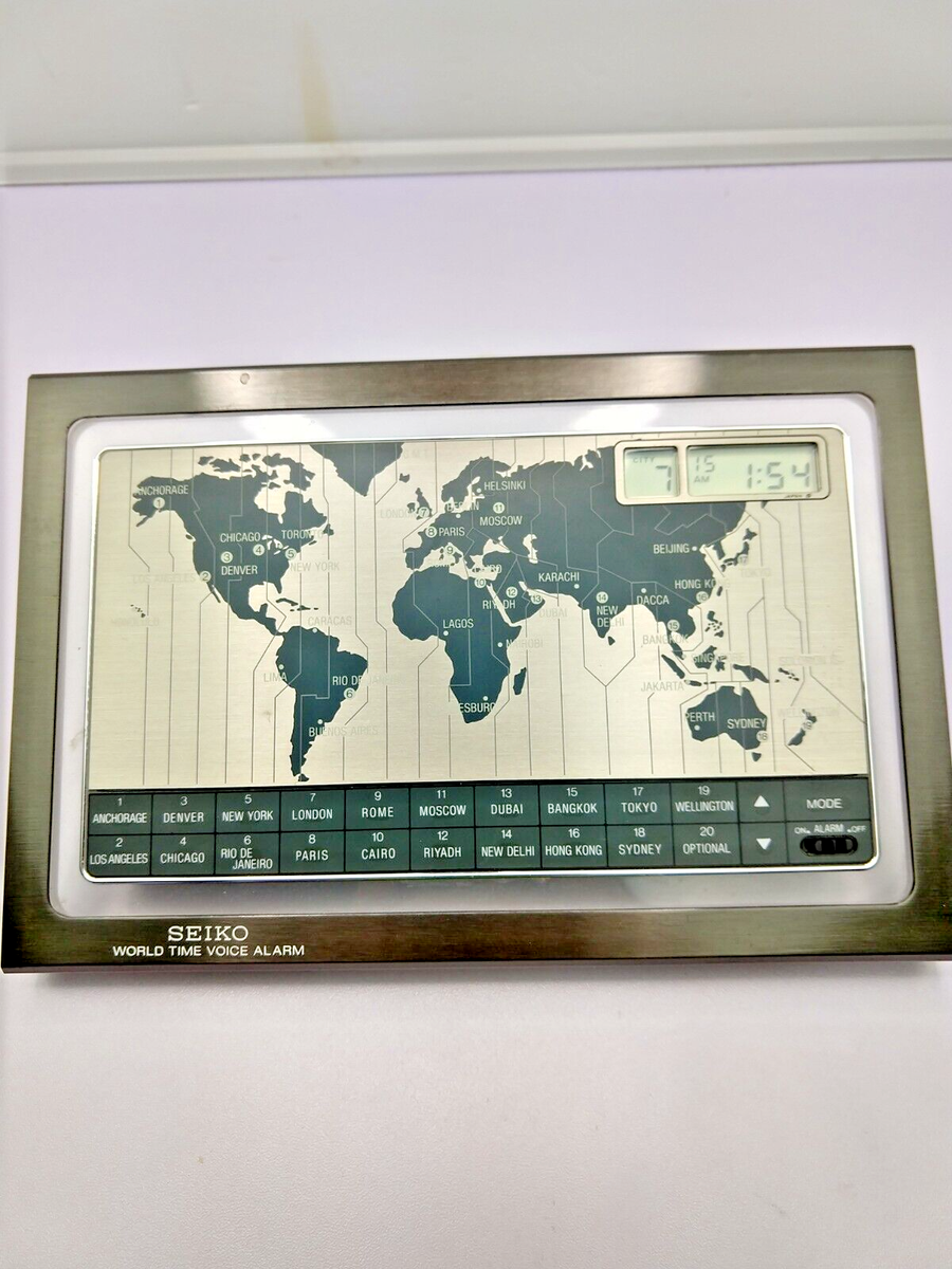 セイコーworld time voice alarm Seiko World Time Voice Alarm Retro Desk Clock 20 Cities