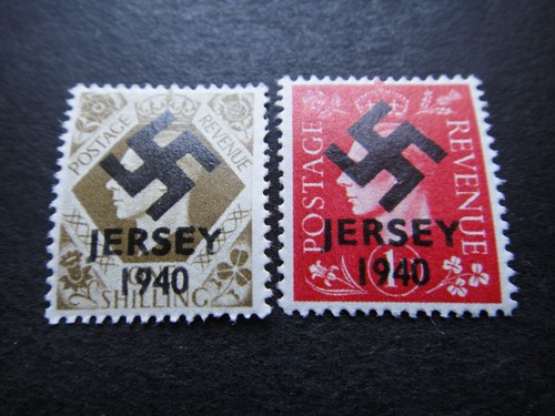 Allemagne nazis 1940 timbres MNH maillot occupé croix gammée surimpression KGVI WWII troisième  - Photo 1 sur 2