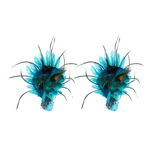 Sparkling Blue White Feather Decor Unique Christmas Tree Accessory - Picture 11 of 11