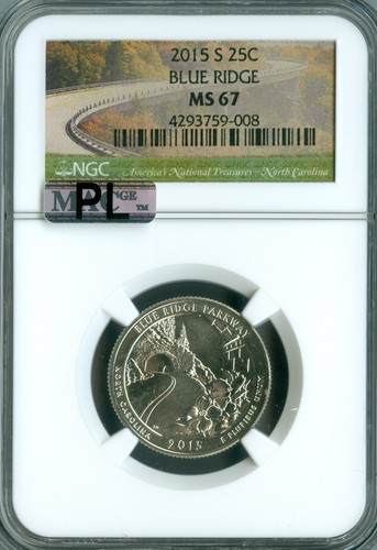 2015 S BLUE RIDGE QUARTER NGC MS67 MAC PL FINEST GRADE RARE . - 第 1/2 張圖片
