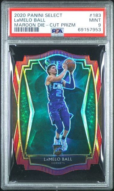 2020-21 Select Prizms Maroon Die Cut #183 Lamelo Ball RC #169/175 PSA 9