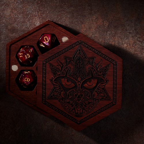Warlock | Caja de dados DnD | MADERA DE CORAZÓN PÚRPURA | Bóveda de dados | Juego de dados DnD - Imagen 2 de 5