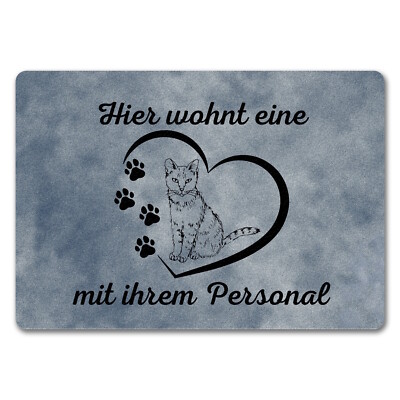 Fußmatte in 35x50 cm ohne Rand - Hier wohnt eine Katze mit ihrem Personal