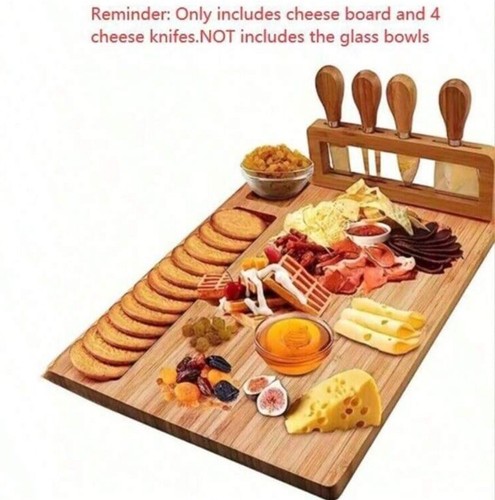 Juego de tabla de queso de bambú tabla de charcutería y plato para servir carne, gran regalo - Imagen 4 de 7