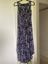 Simply Vera Wang Purple floral Ruched Asymmetrical chiffon Flowy Maxi dress S