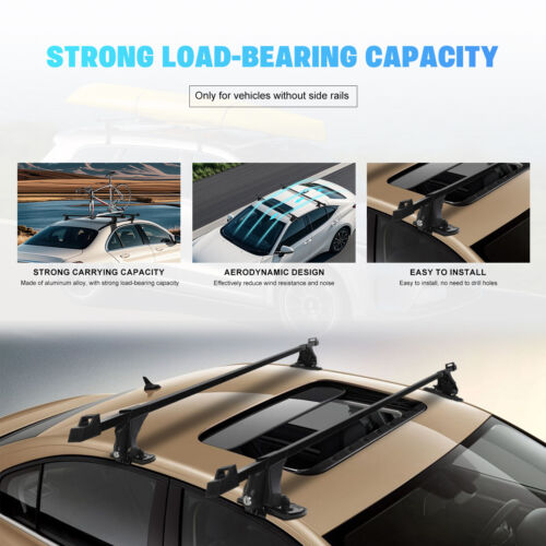 For VW Volkswagen Passat 54" Roof Top Rack Cross Bar Luggage Cargo Carrier Black - Picture 8 of 18