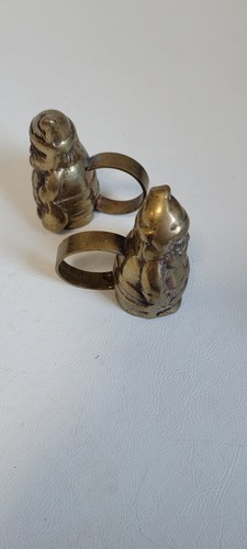 Menge 2 Vintage Messing Weihnachtsmann Ring Serviettenhalter - Bild 5 von 5