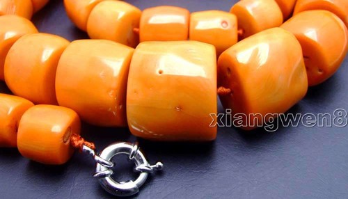 15-25mm Thick Slice Natural Orange Coral Necklace for Women Long Necklace 30" - Picture 5 of 16